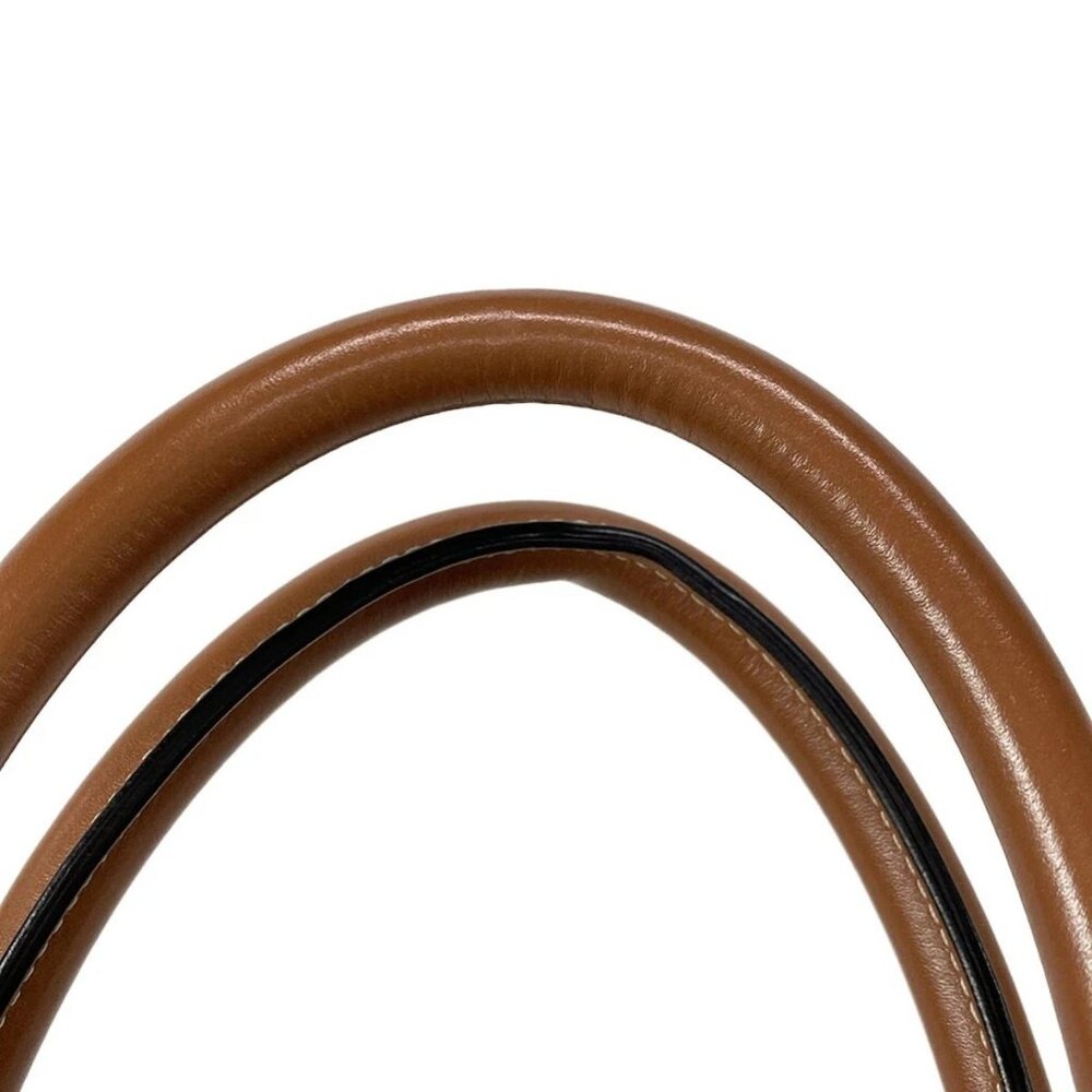 CELINE Small Vertical Cabas Tan (Dark Brown) Brown) Triomphe Canvas Calf Skin - Picture 10 of 15